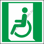 E026   () / Emergency exit for people unable to walk or with walking impairment (left)