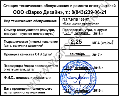 Образец бирки на огнетушитель образец