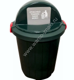 Табличка на бак на колесах зеленый с крышкой для сбора мусора 
