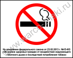 Запрещено курить на основании федерального закона от 23.02.2013 г. №15-ФЗ