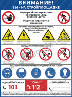 «Внимание! Вы на стройплощадке - блок знаков и предупреждений» 1 плакат