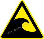 Осторожно! Зона поражения цунами / Warning! Tsunami hazard zone